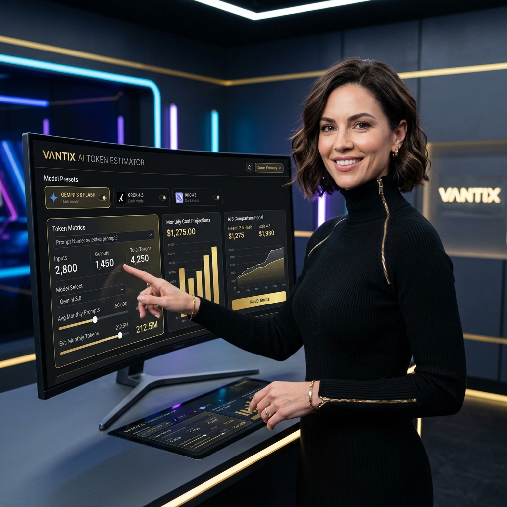 Elena Vantix AI Ambassador presenting Prompt Token Estimator UI